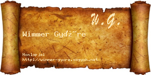 Wimmer Györe névjegykártya